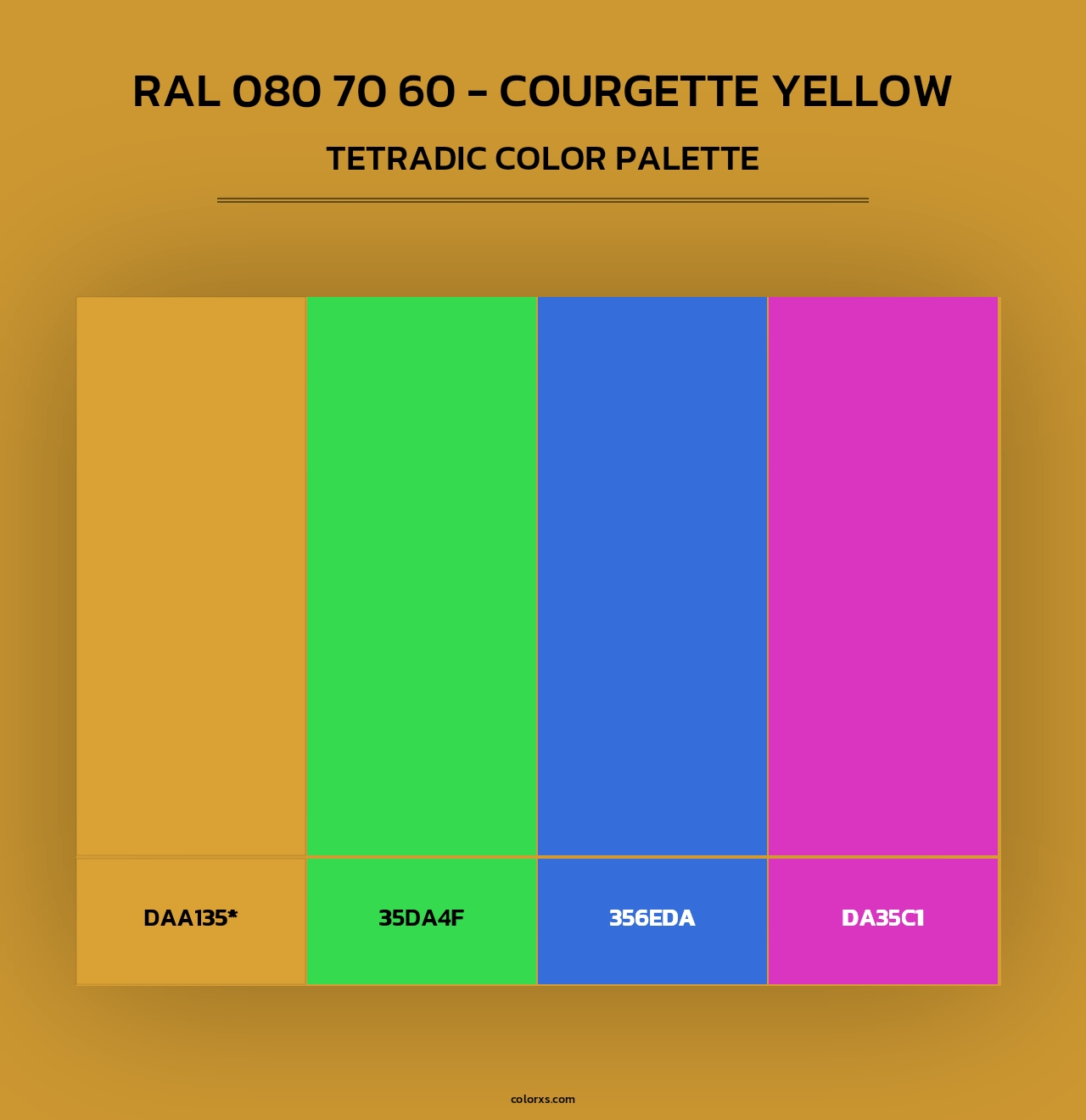 RAL 080 70 60 - Courgette Yellow - Tetradic Color Palette