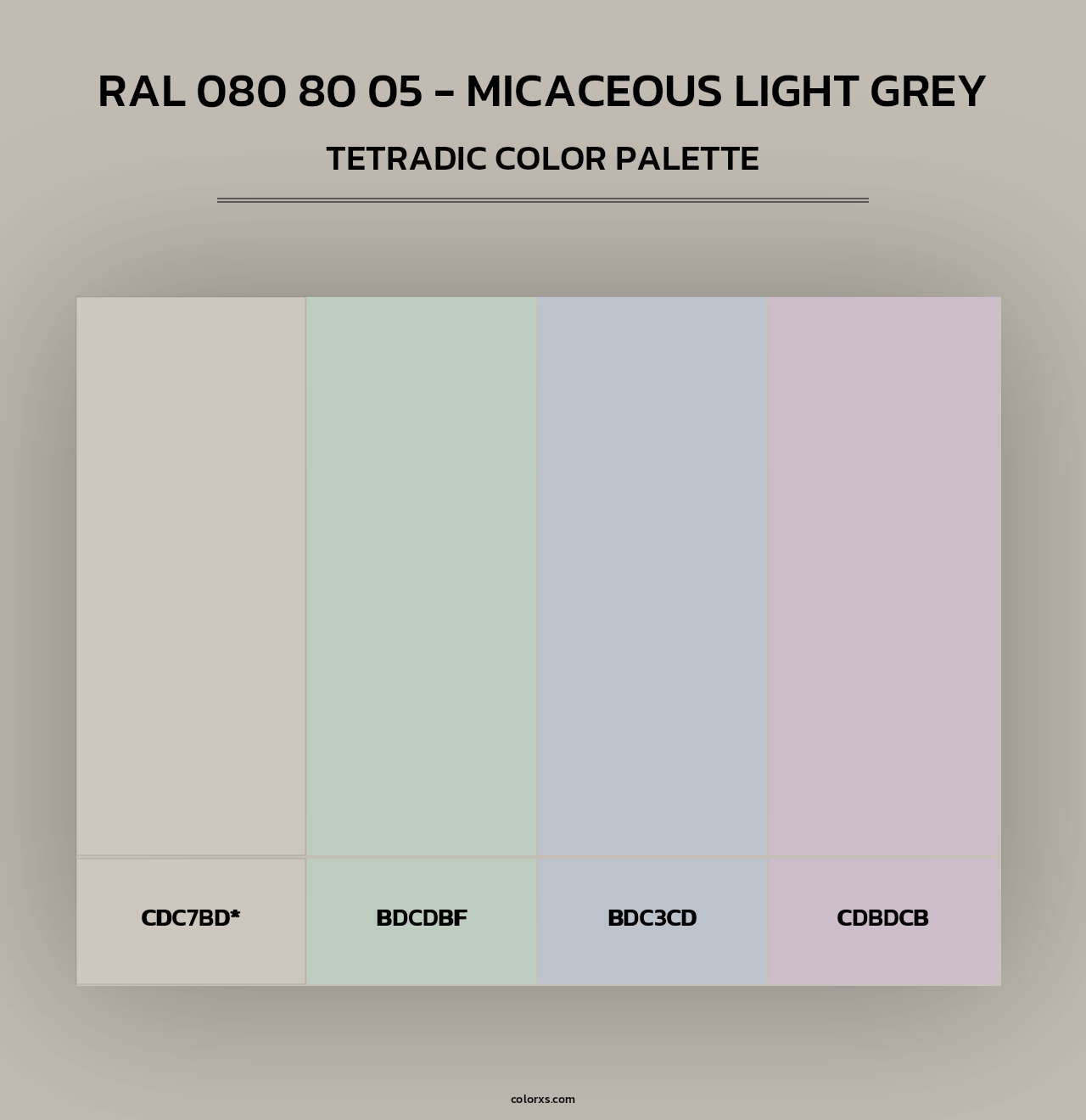 RAL 080 80 05 - Micaceous Light Grey - Tetradic Color Palette