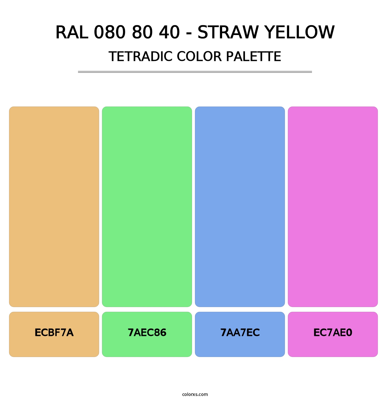 RAL 080 80 40 - Straw Yellow - Tetradic Color Palette