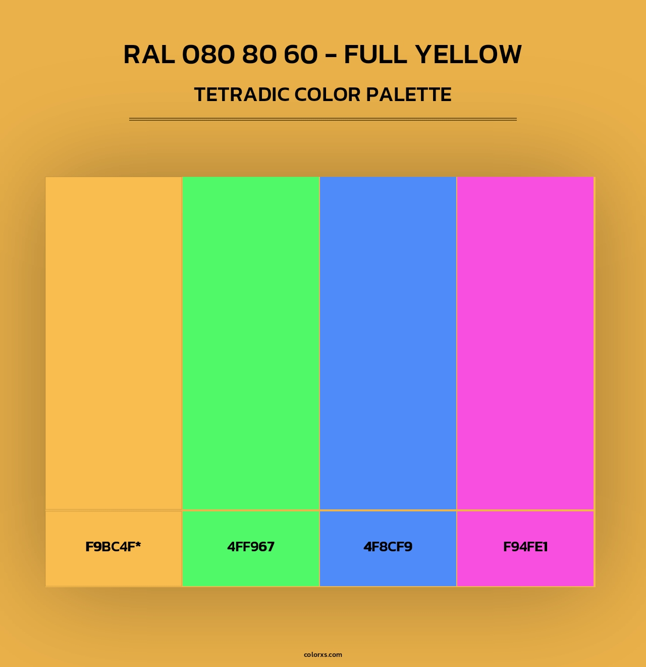 RAL 080 80 60 - Full Yellow - Tetradic Color Palette