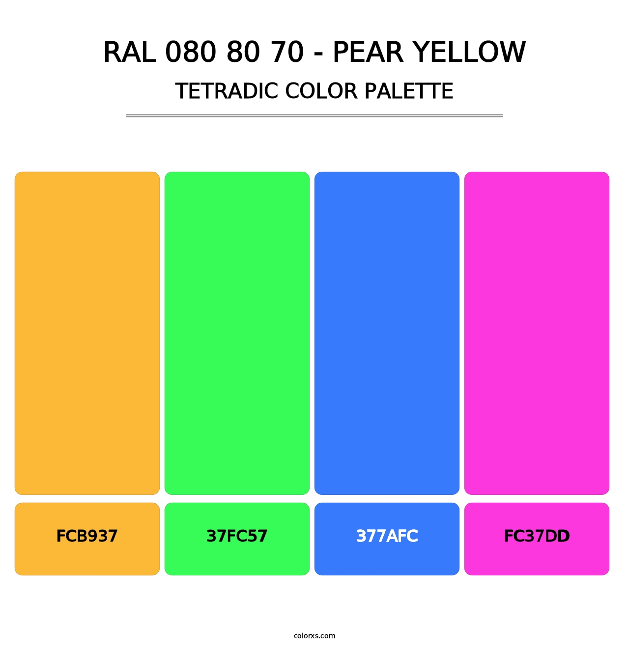 RAL 080 80 70 - Pear Yellow - Tetradic Color Palette