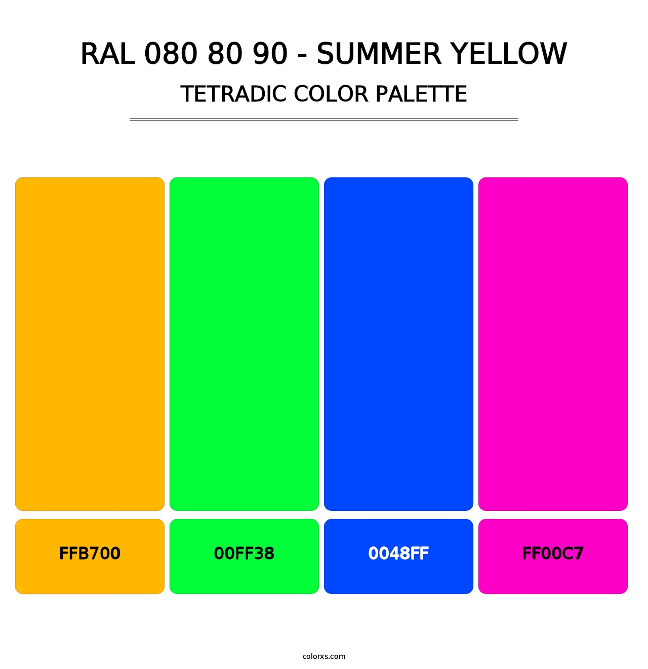 RAL 080 80 90 - Summer Yellow - Tetradic Color Palette