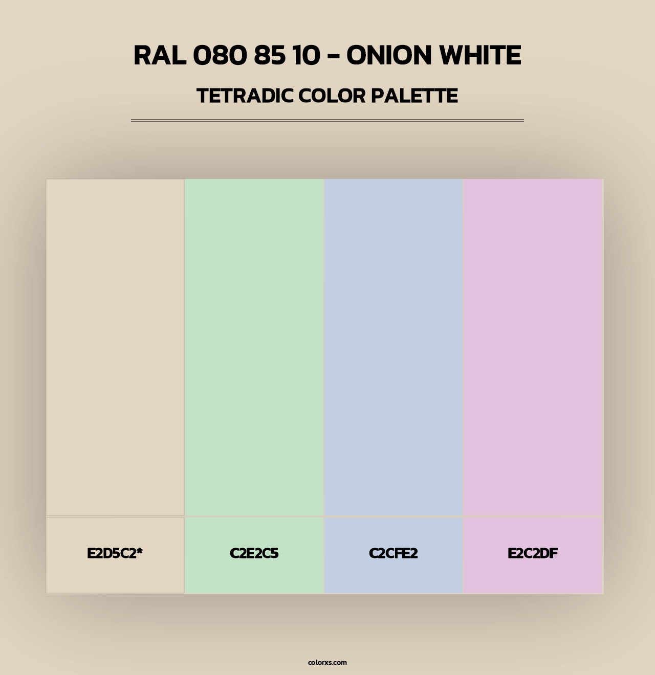 RAL 080 85 10 - Onion White - Tetradic Color Palette