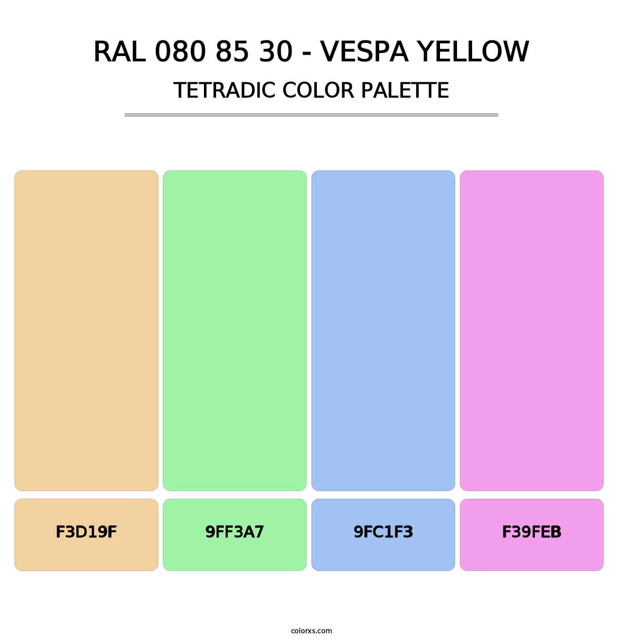 RAL 080 85 30 - Vespa Yellow - Tetradic Color Palette