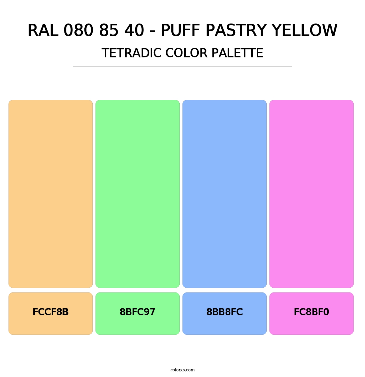 RAL 080 85 40 - Puff Pastry Yellow - Tetradic Color Palette