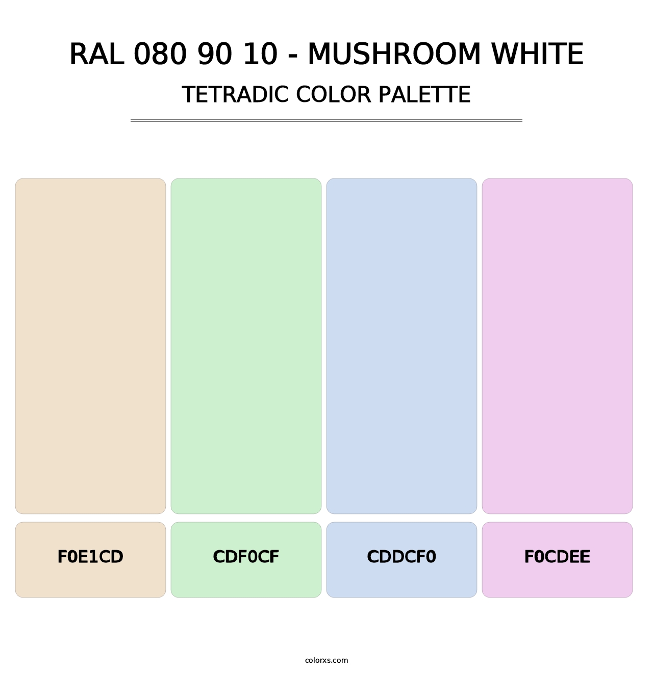 RAL 080 90 10 - Mushroom White - Tetradic Color Palette
