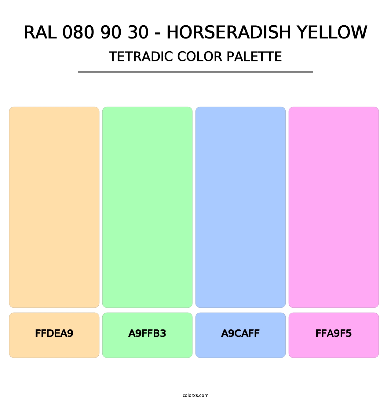 RAL 080 90 30 - Horseradish Yellow - Tetradic Color Palette