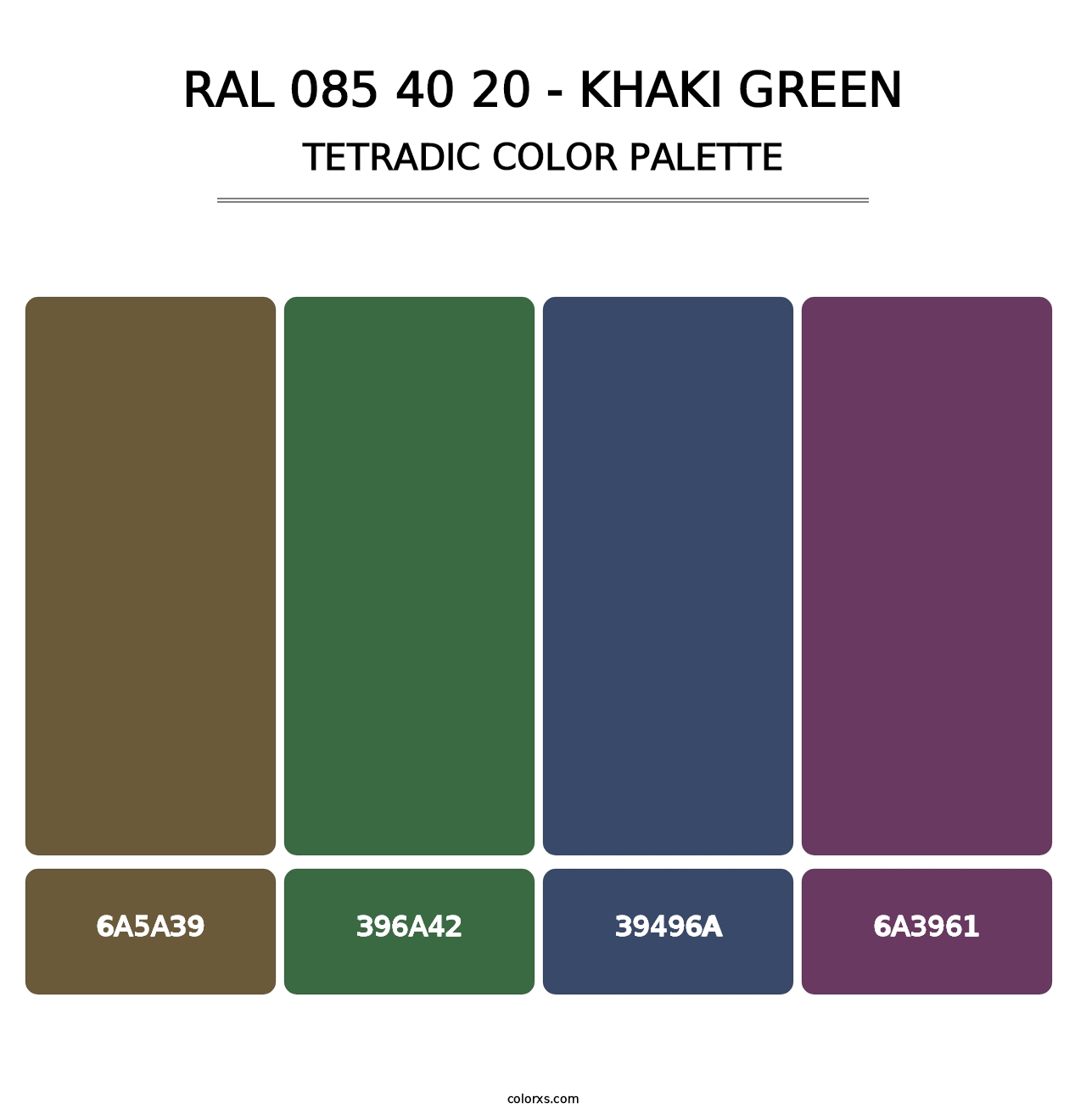 RAL 085 40 20 - Khaki Green - Tetradic Color Palette