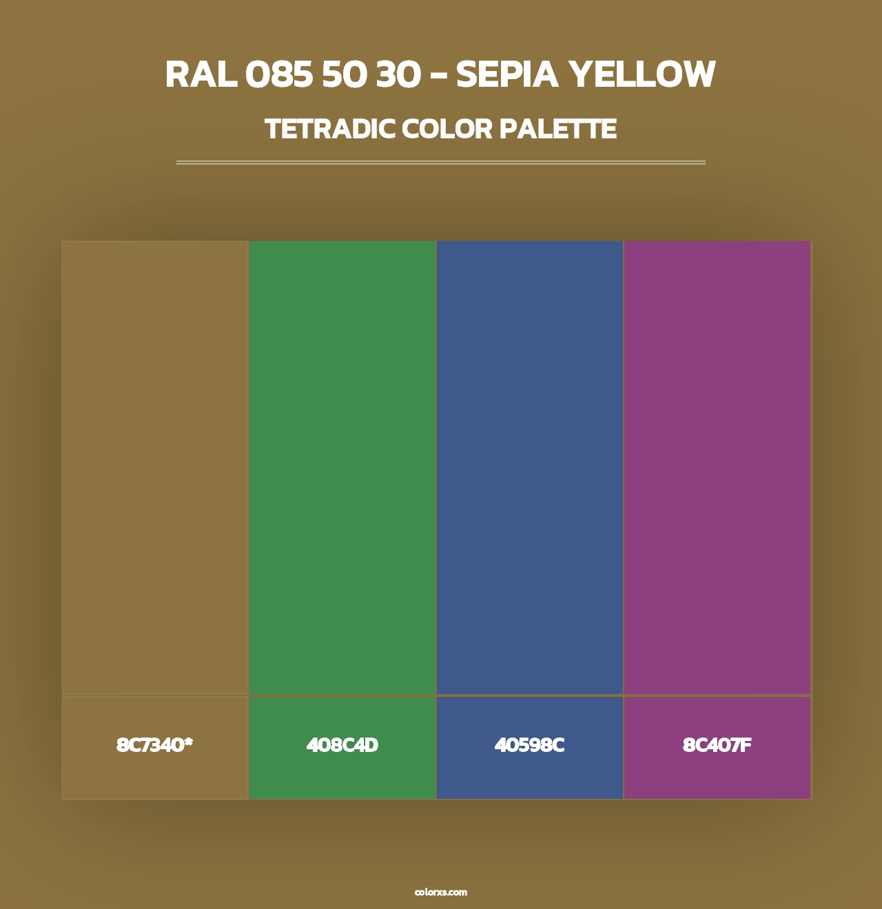 RAL 085 50 30 - Sepia Yellow - Tetradic Color Palette