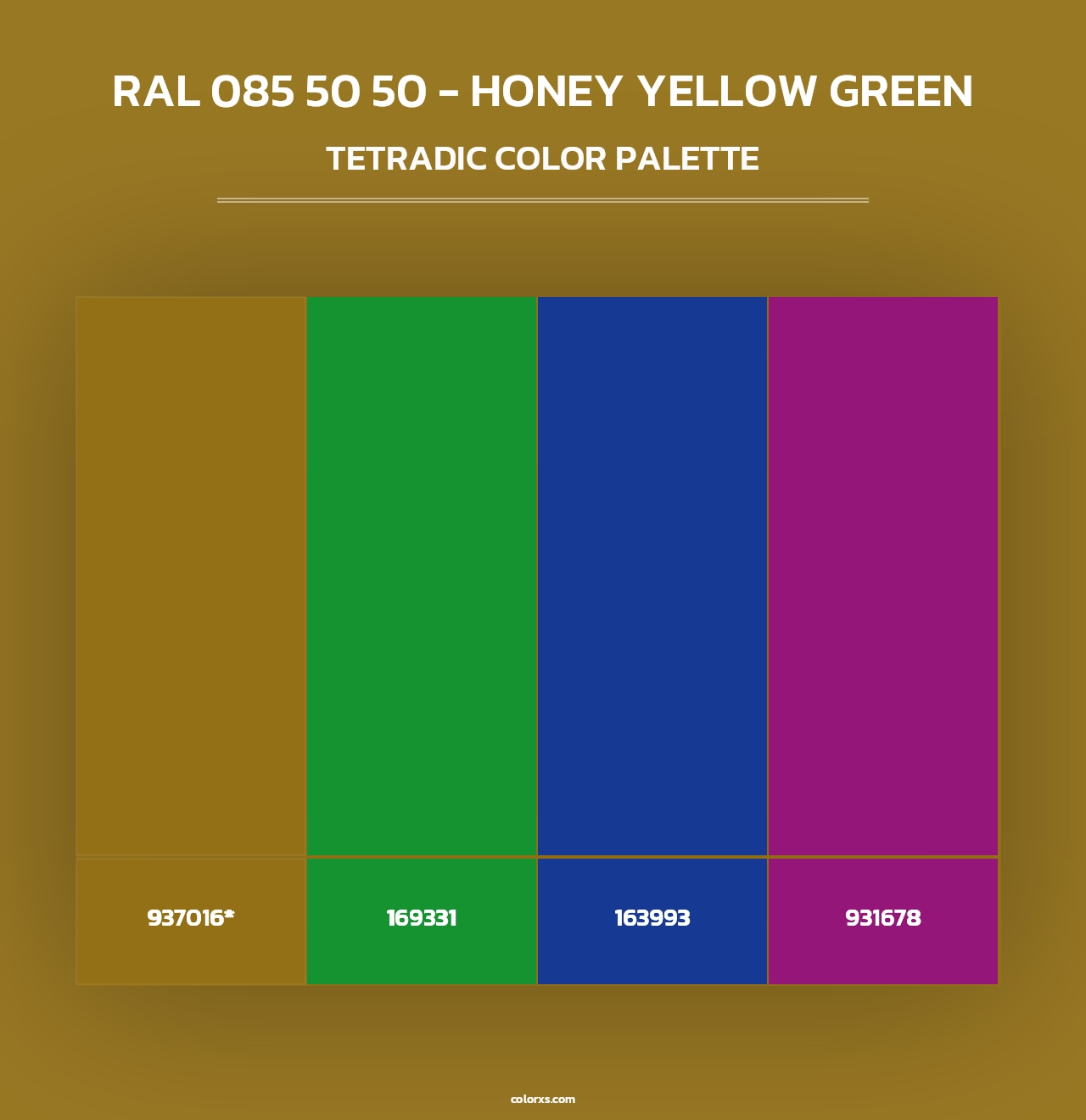 RAL 085 50 50 - Honey Yellow Green - Tetradic Color Palette