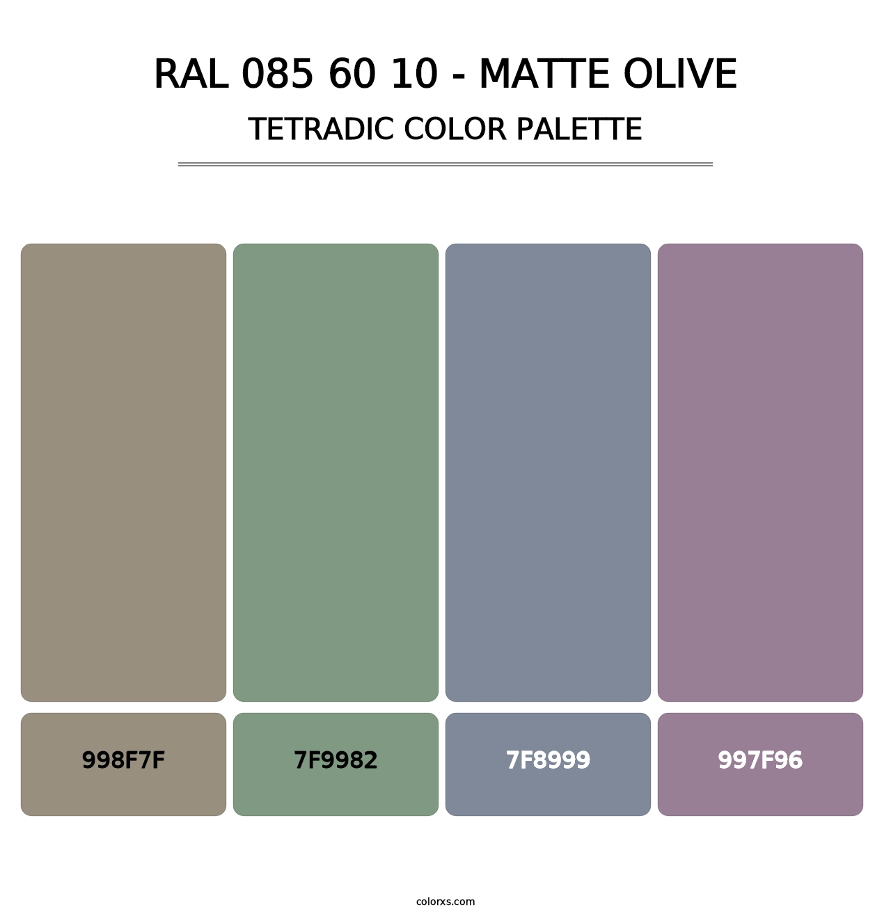 RAL 085 60 10 - Matte Olive - Tetradic Color Palette