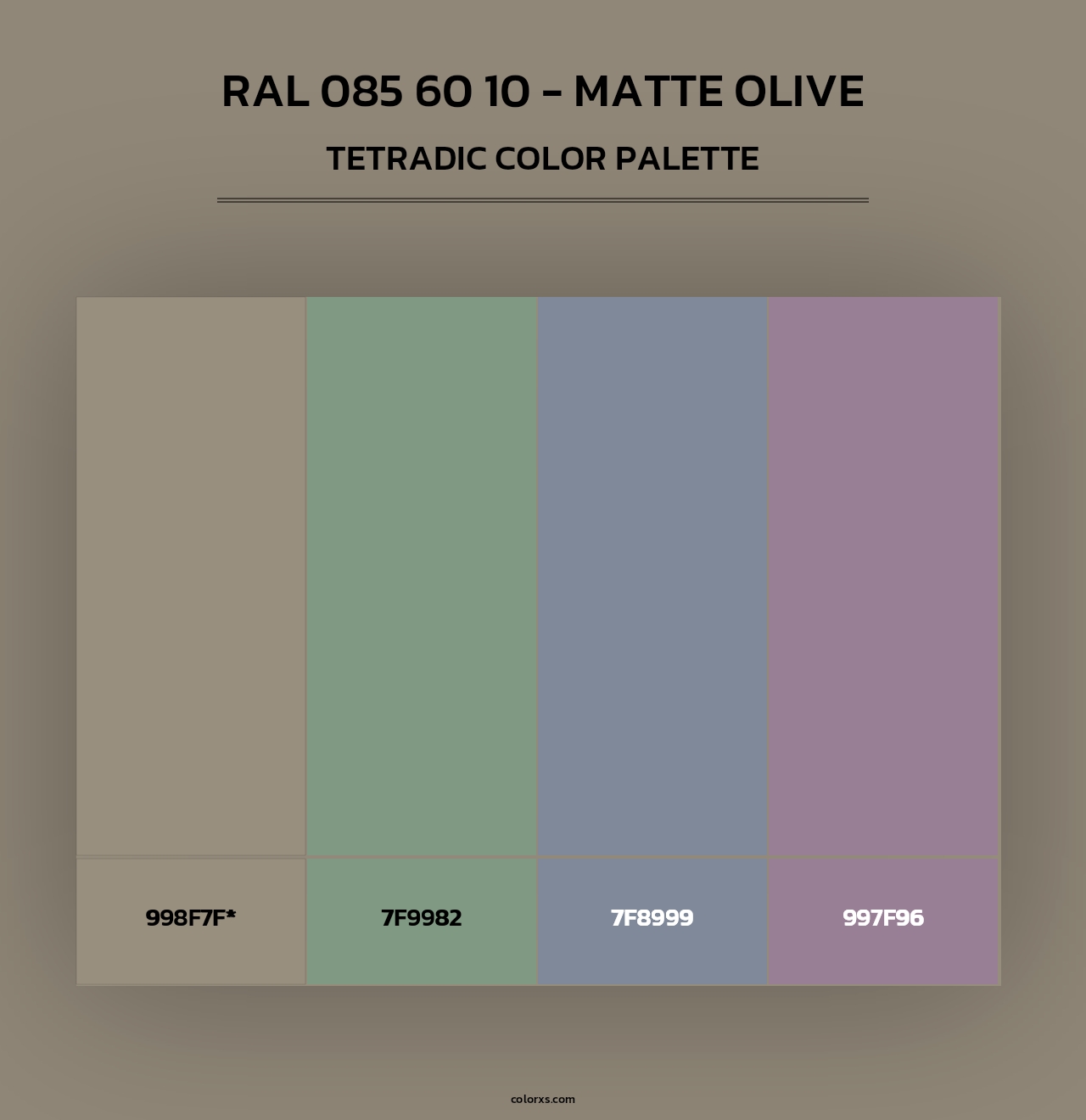 RAL 085 60 10 - Matte Olive - Tetradic Color Palette