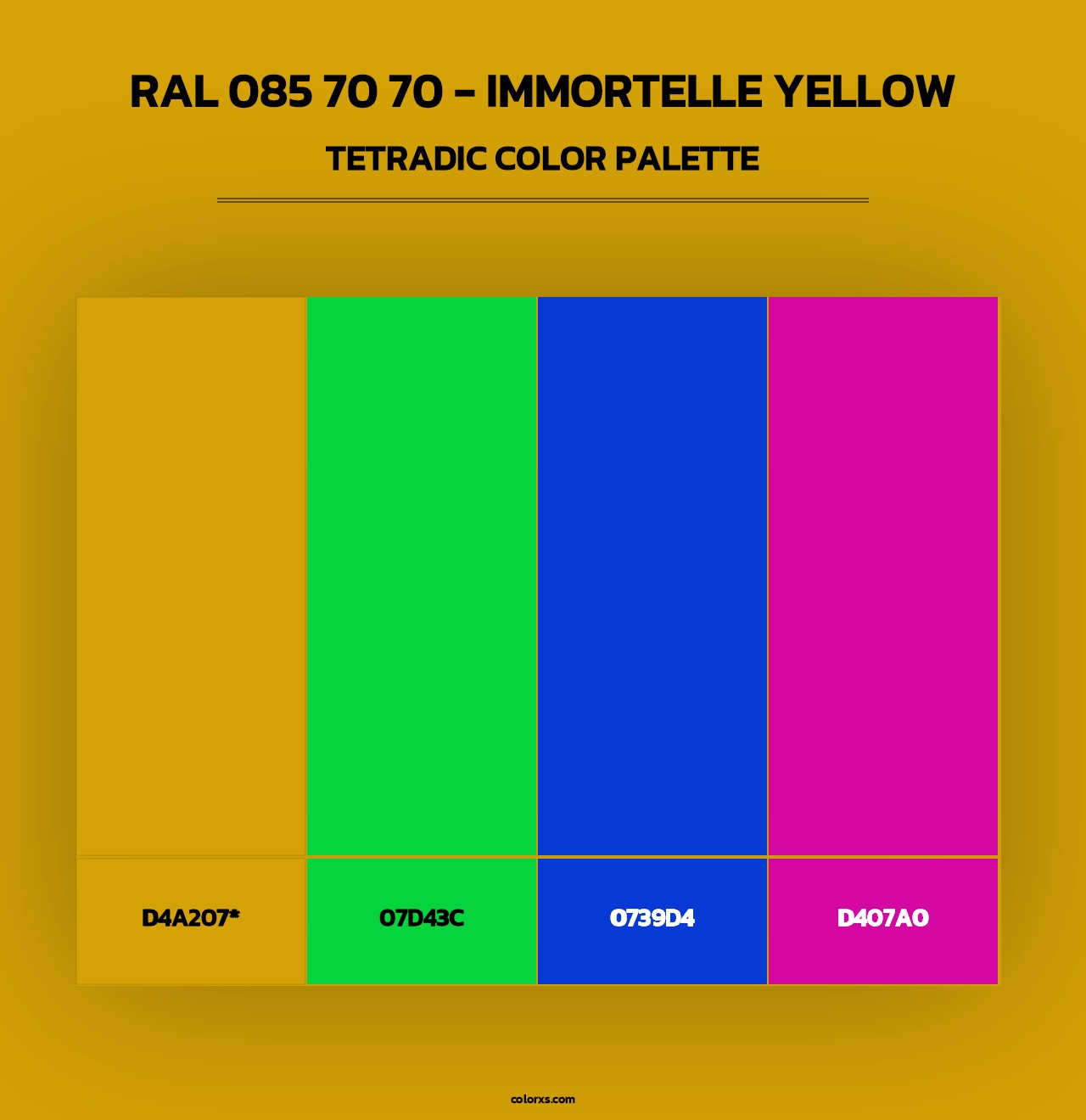 RAL 085 70 70 - Immortelle Yellow - Tetradic Color Palette