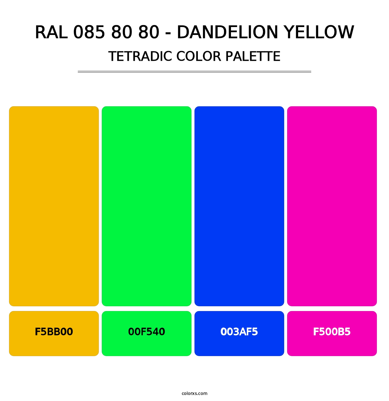 RAL 085 80 80 - Dandelion Yellow - Tetradic Color Palette