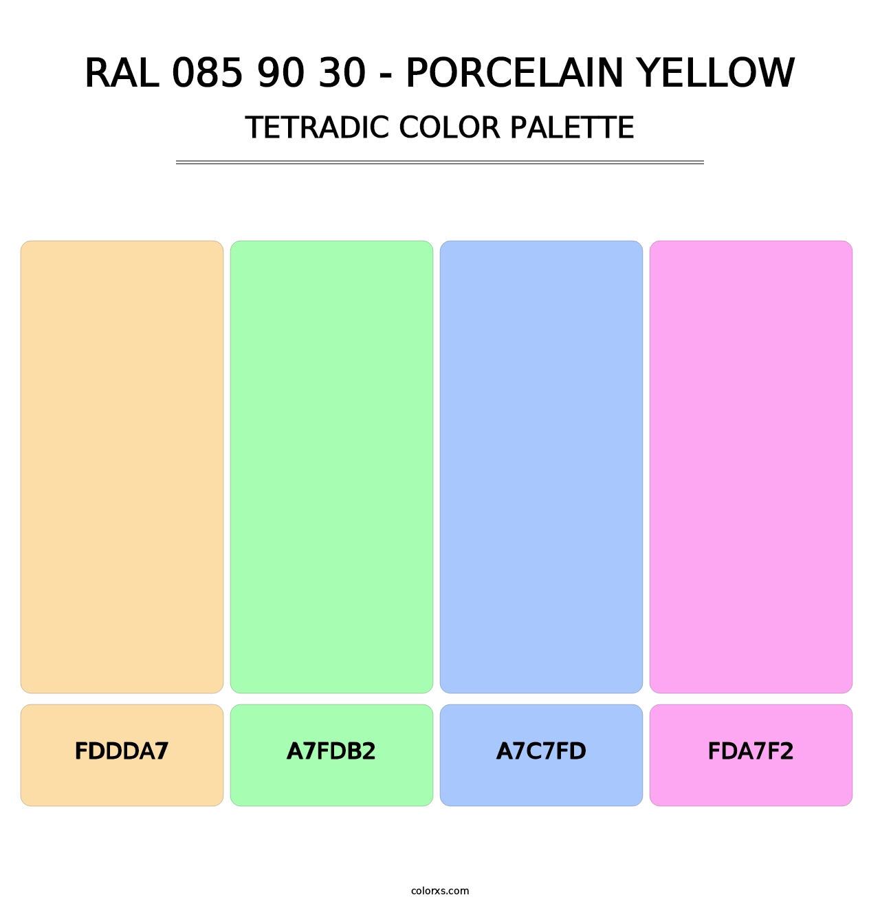 RAL 085 90 30 - Porcelain Yellow - Tetradic Color Palette