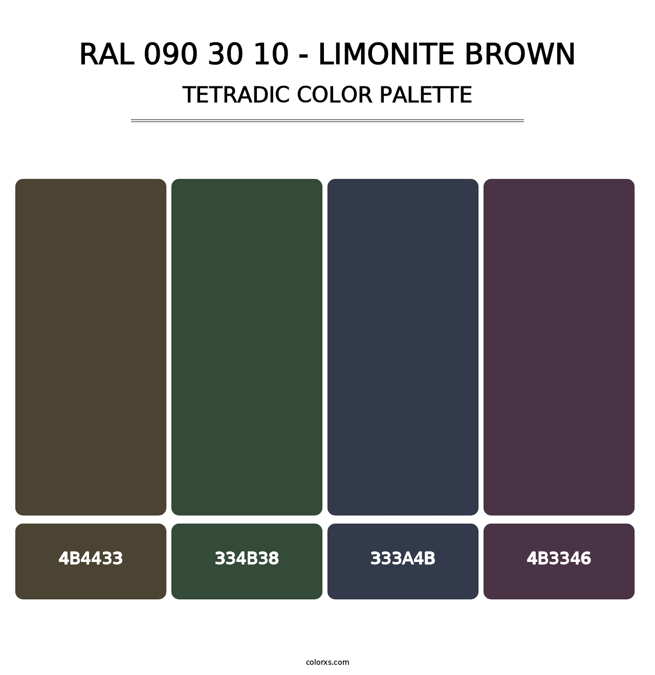 RAL 090 30 10 - Limonite Brown - Tetradic Color Palette