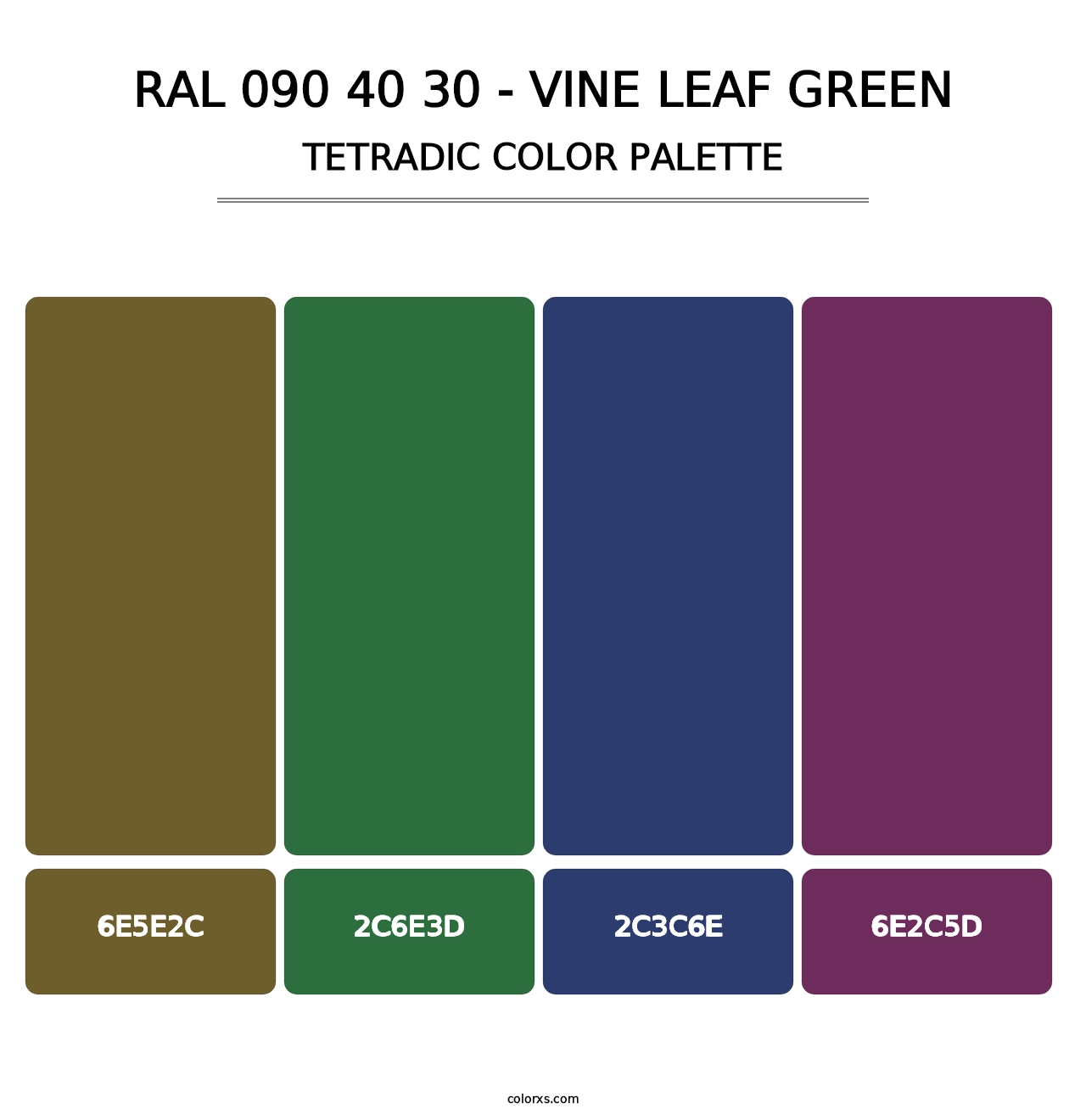 RAL 090 40 30 - Vine Leaf Green - Tetradic Color Palette