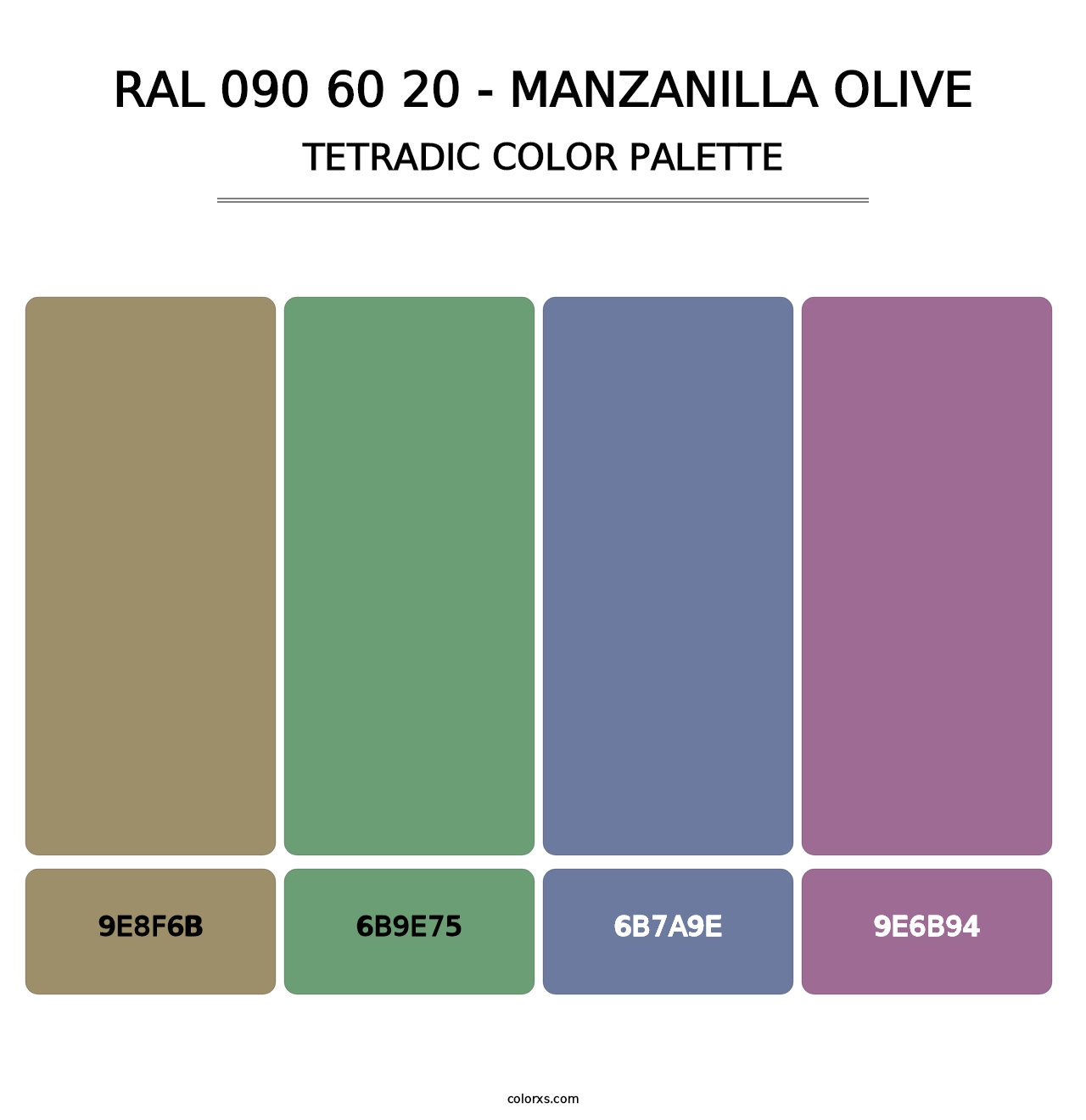 RAL 090 60 20 - Manzanilla Olive - Tetradic Color Palette