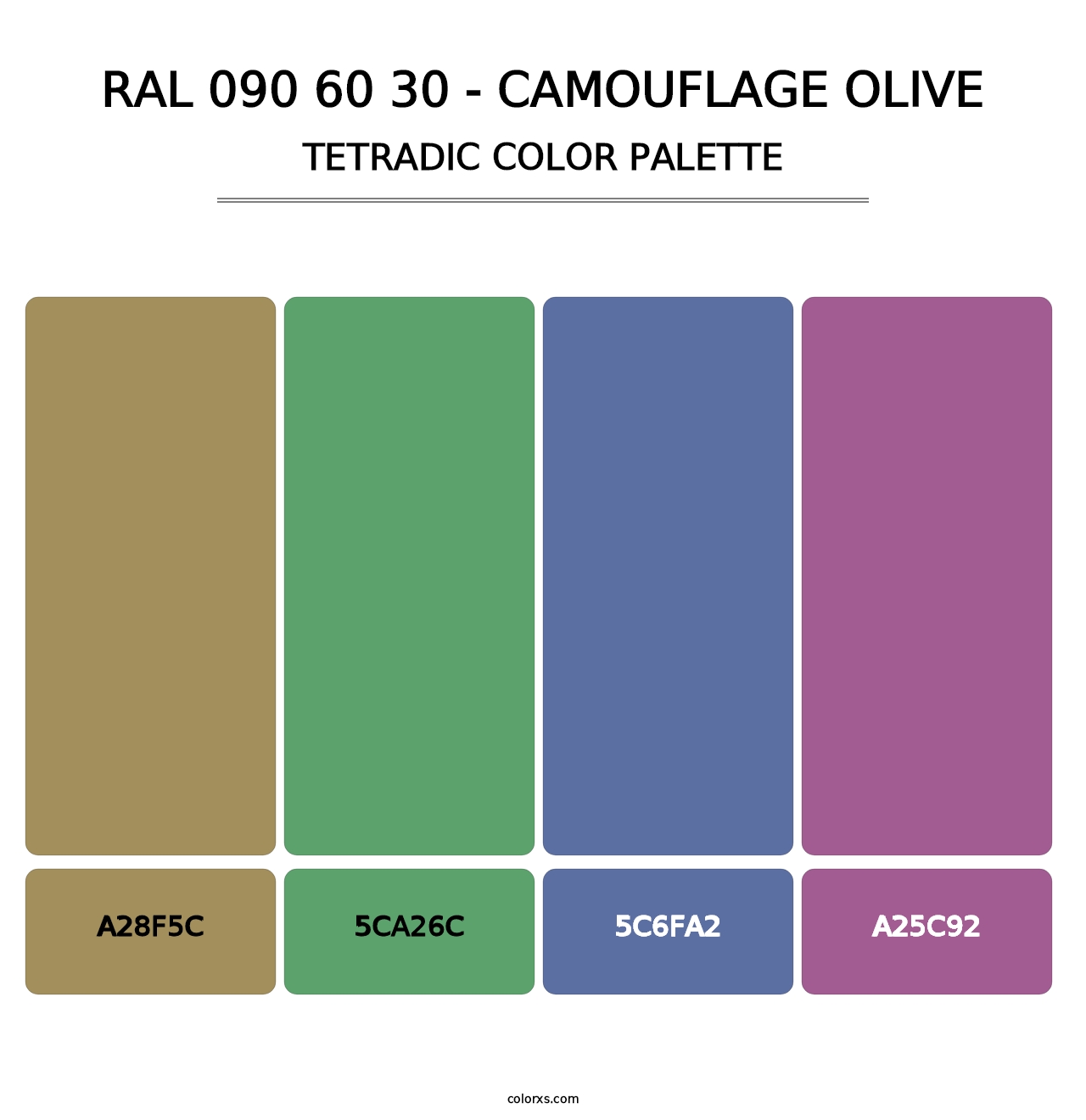 RAL 090 60 30 - Camouflage Olive - Tetradic Color Palette