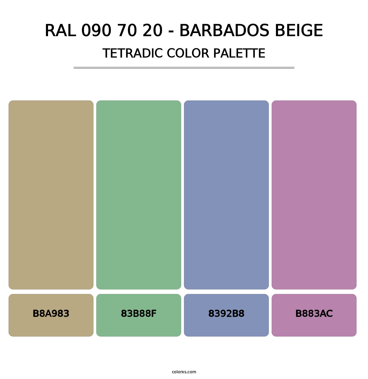 RAL 090 70 20 - Barbados Beige - Tetradic Color Palette