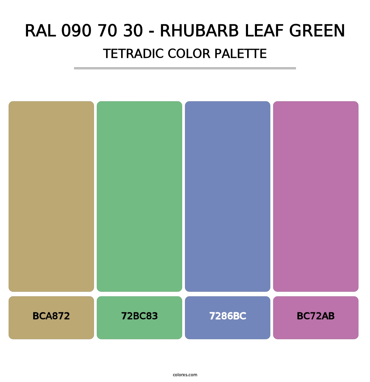 RAL 090 70 30 - Rhubarb Leaf Green - Tetradic Color Palette