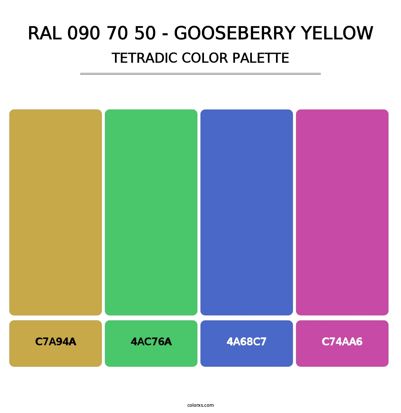RAL 090 70 50 - Gooseberry Yellow - Tetradic Color Palette