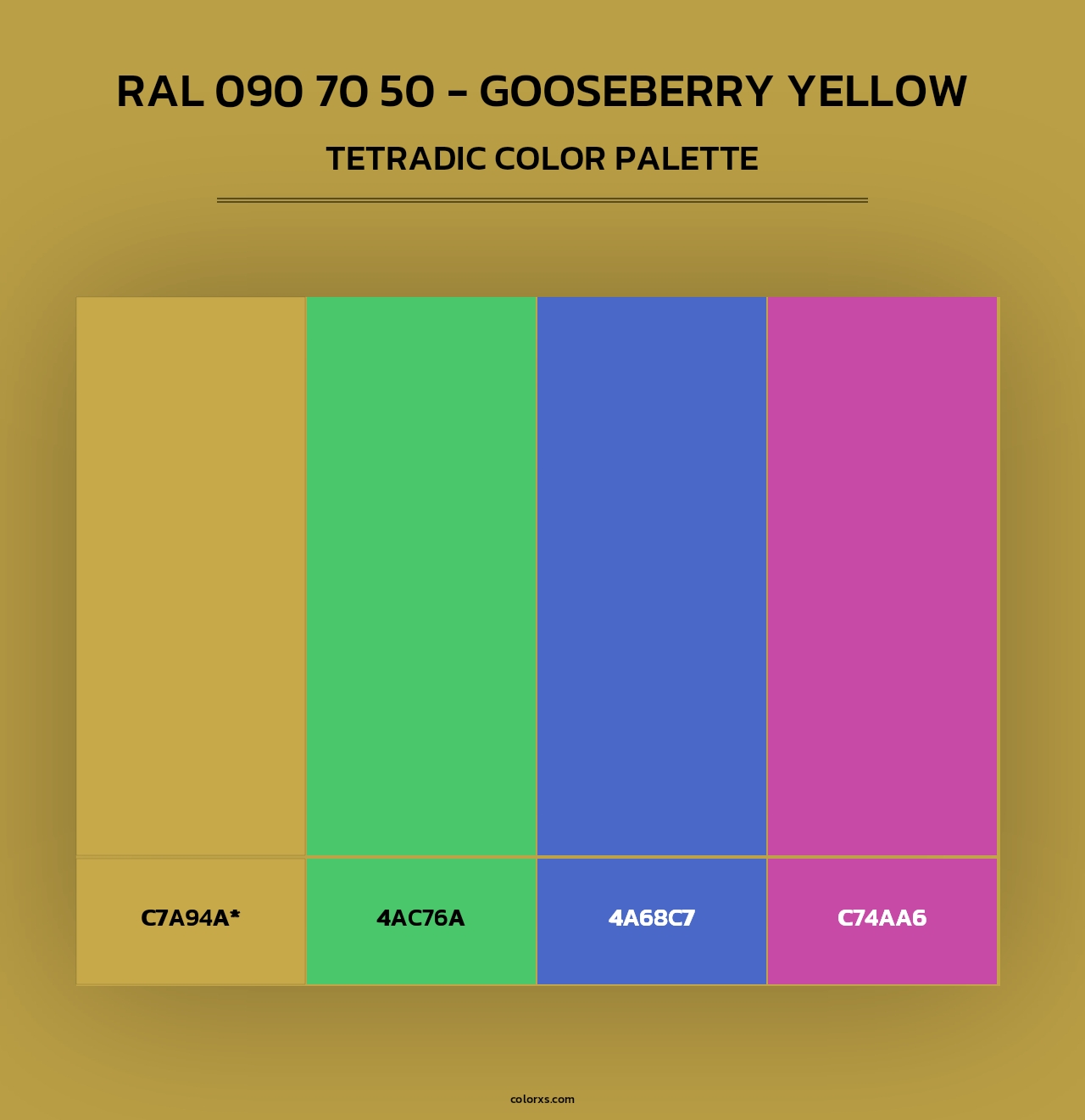 RAL 090 70 50 - Gooseberry Yellow - Tetradic Color Palette