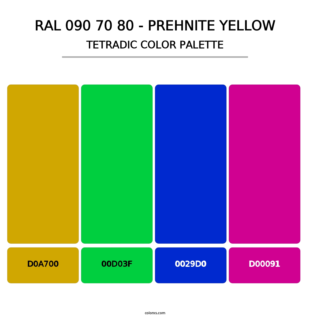 RAL 090 70 80 - Prehnite Yellow - Tetradic Color Palette