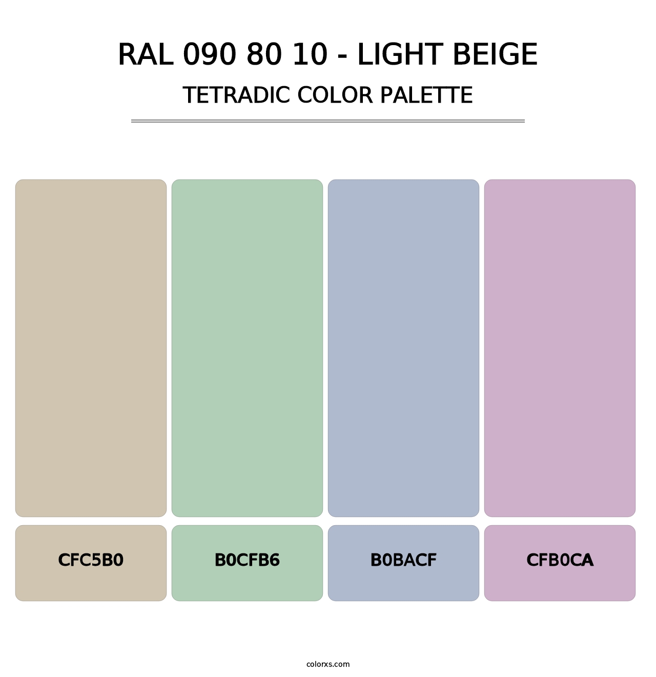 RAL 090 80 10 - Light Beige - Tetradic Color Palette