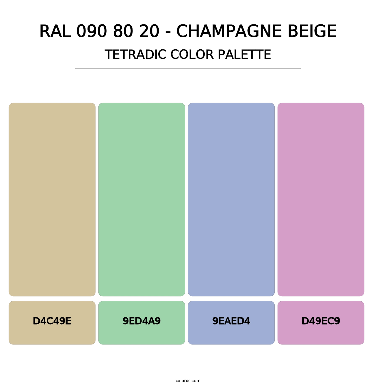 RAL 090 80 20 - Champagne Beige - Tetradic Color Palette