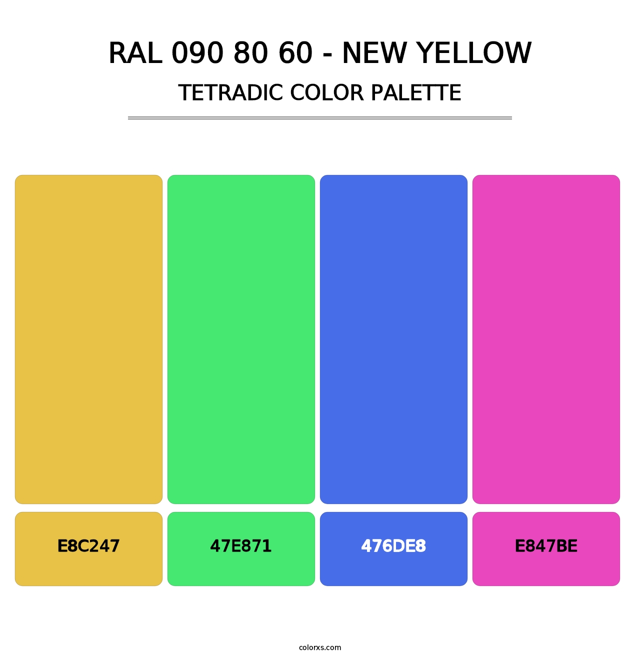 RAL 090 80 60 - New Yellow - Tetradic Color Palette