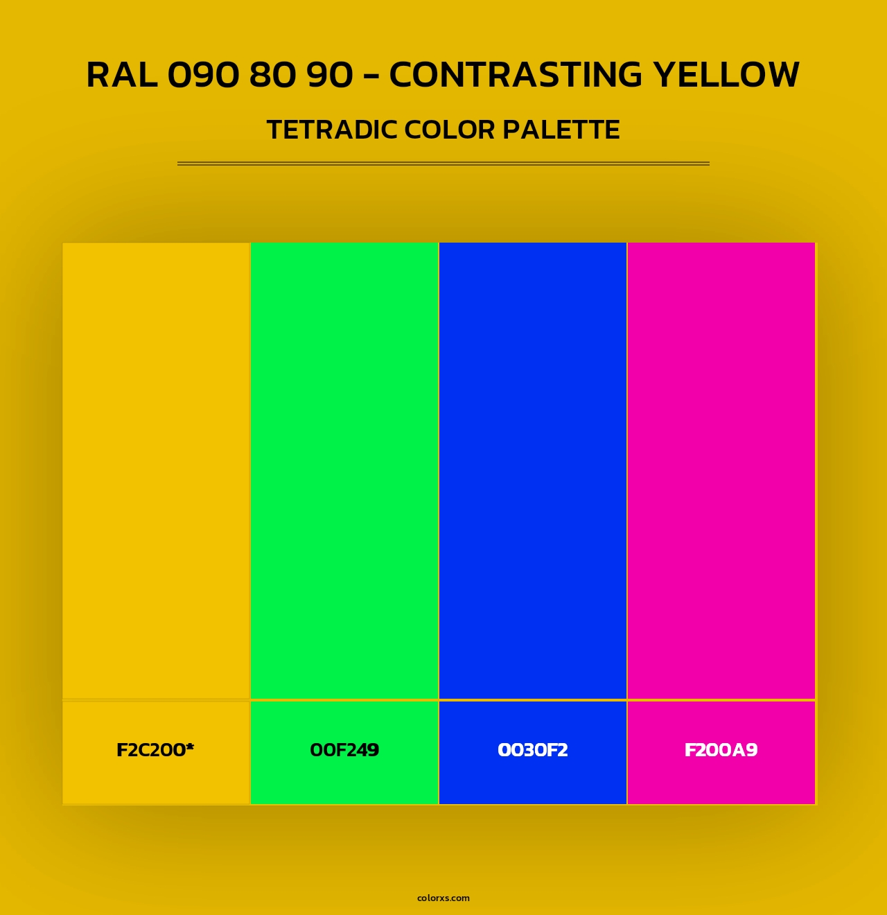 RAL 090 80 90 - Contrasting Yellow - Tetradic Color Palette