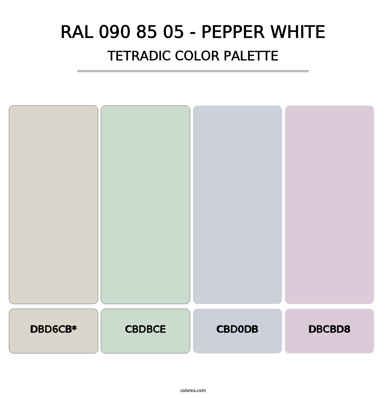 RAL 090 85 05 - Pepper White - Tetradic Color Palette