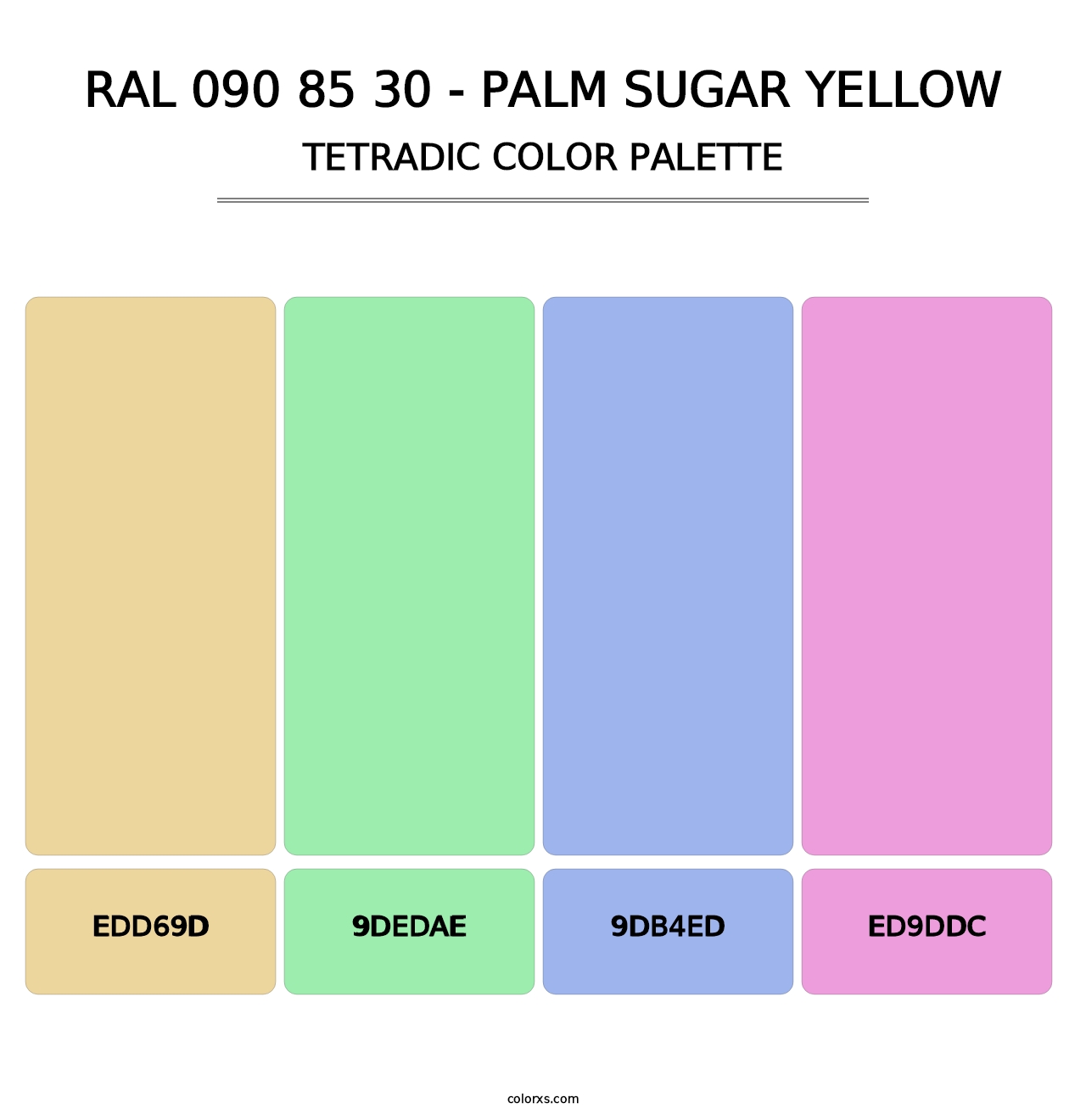 RAL 090 85 30 - Palm Sugar Yellow - Tetradic Color Palette