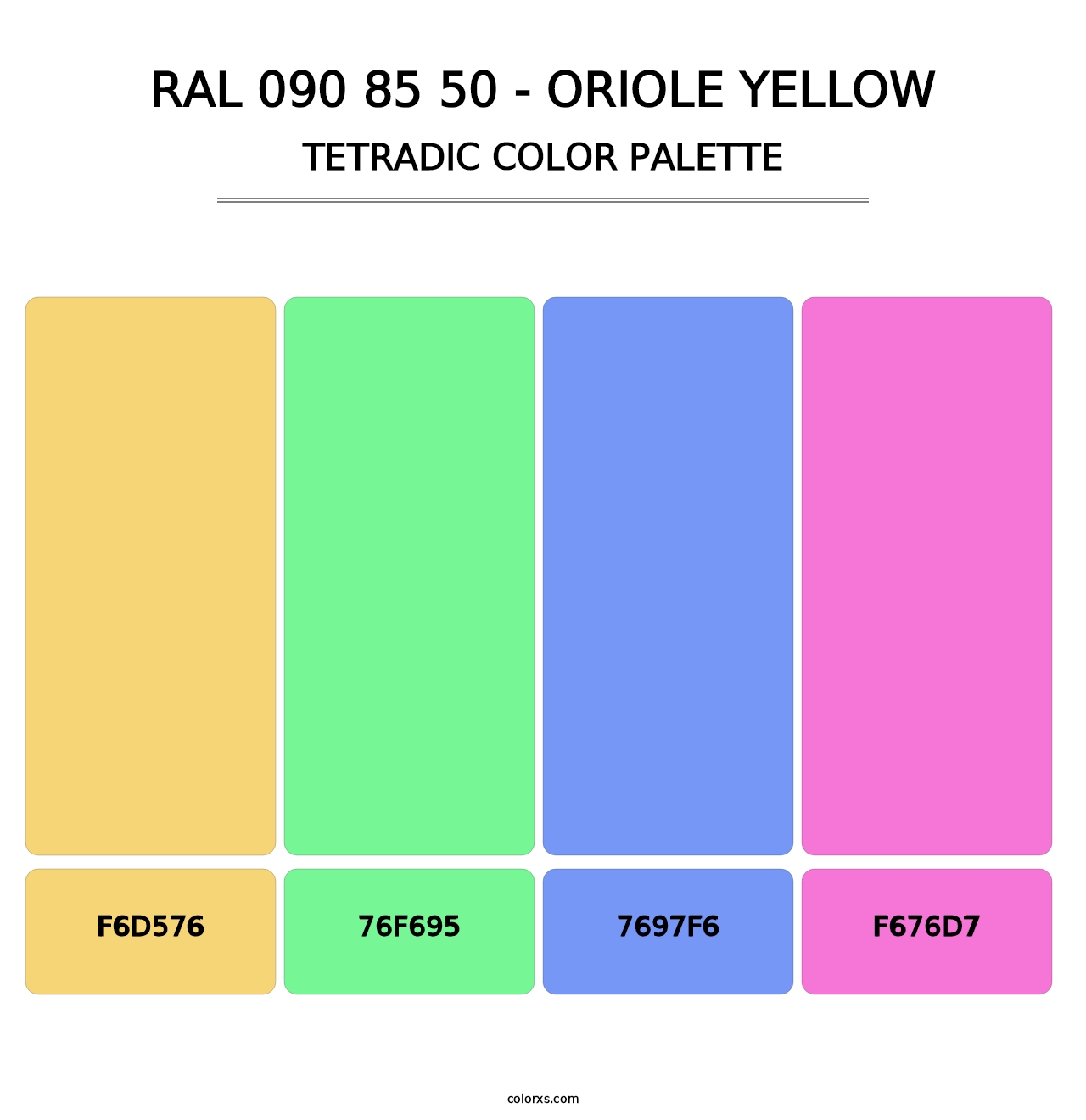 RAL 090 85 50 - Oriole Yellow - Tetradic Color Palette