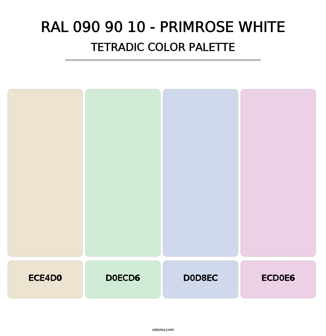 RAL 090 90 10 - Primrose White - Tetradic Color Palette