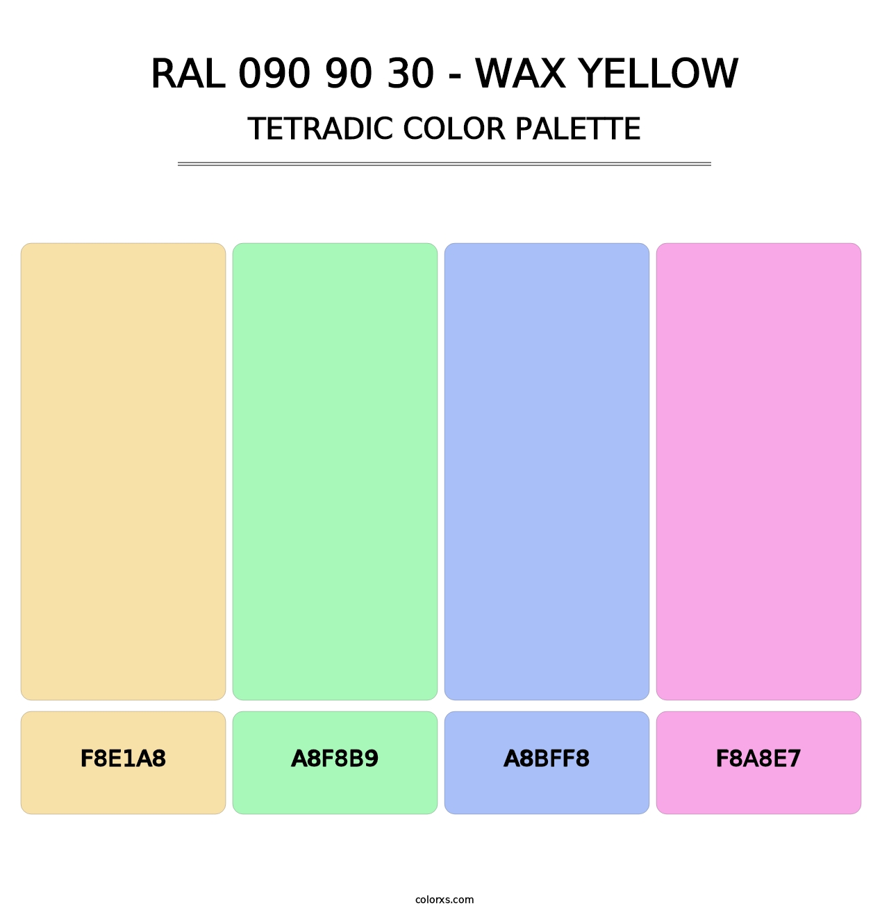 RAL 090 90 30 - Wax Yellow - Tetradic Color Palette