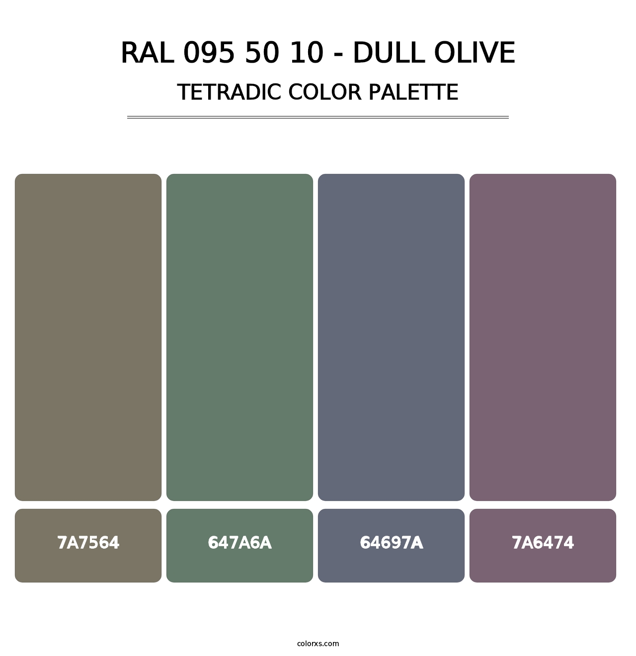 RAL 095 50 10 - Dull Olive - Tetradic Color Palette