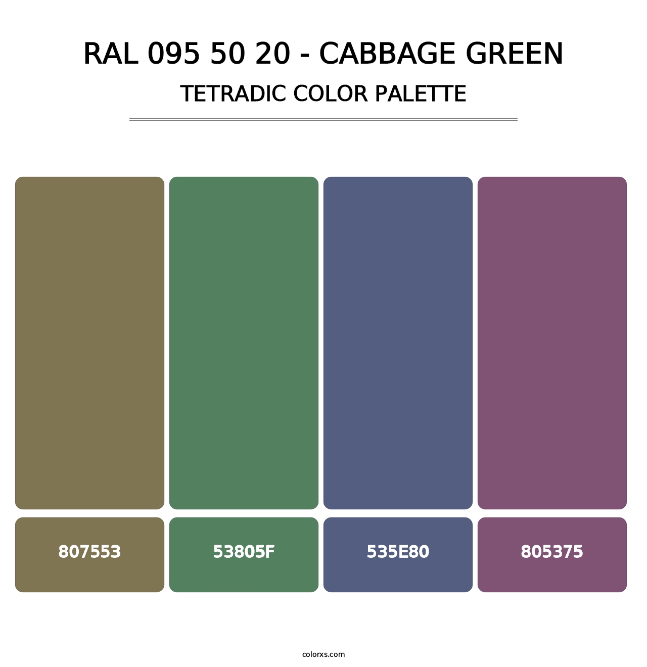 RAL 095 50 20 - Cabbage Green - Tetradic Color Palette