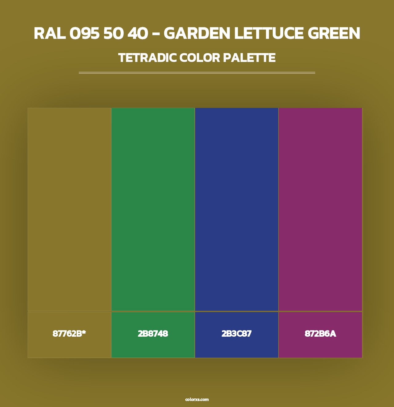 RAL 095 50 40 - Garden Lettuce Green - Tetradic Color Palette