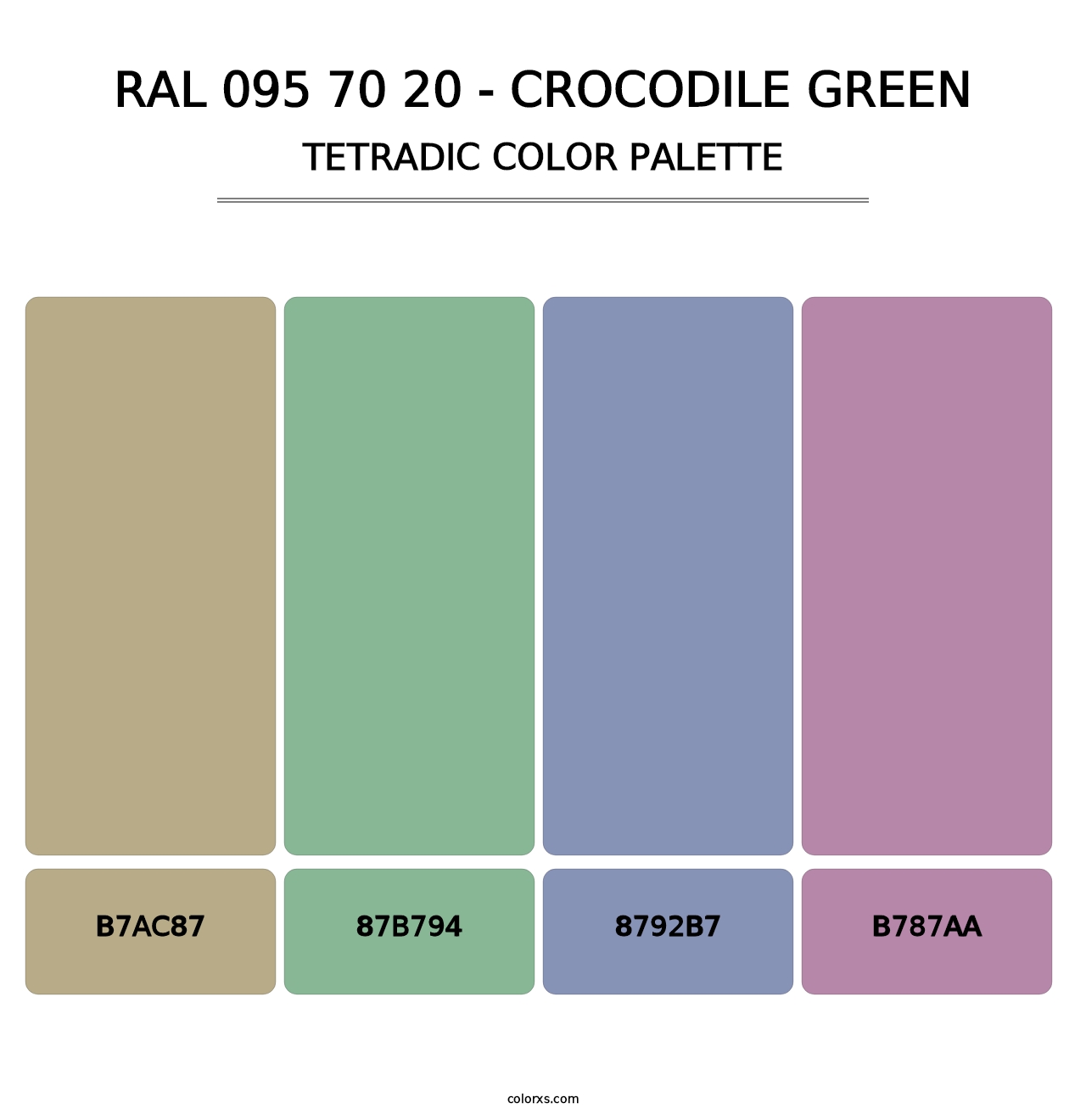 RAL 095 70 20 - Crocodile Green - Tetradic Color Palette