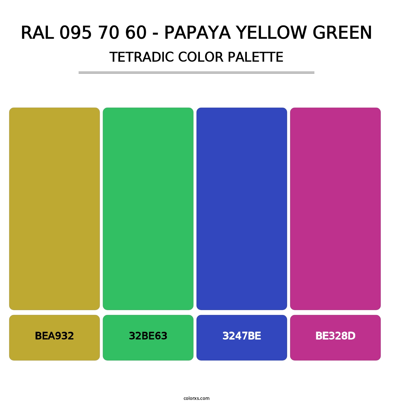 RAL 095 70 60 - Papaya Yellow Green - Tetradic Color Palette