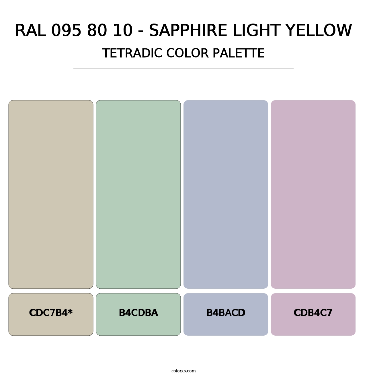 RAL 095 80 10 - Sapphire Light Yellow - Tetradic Color Palette