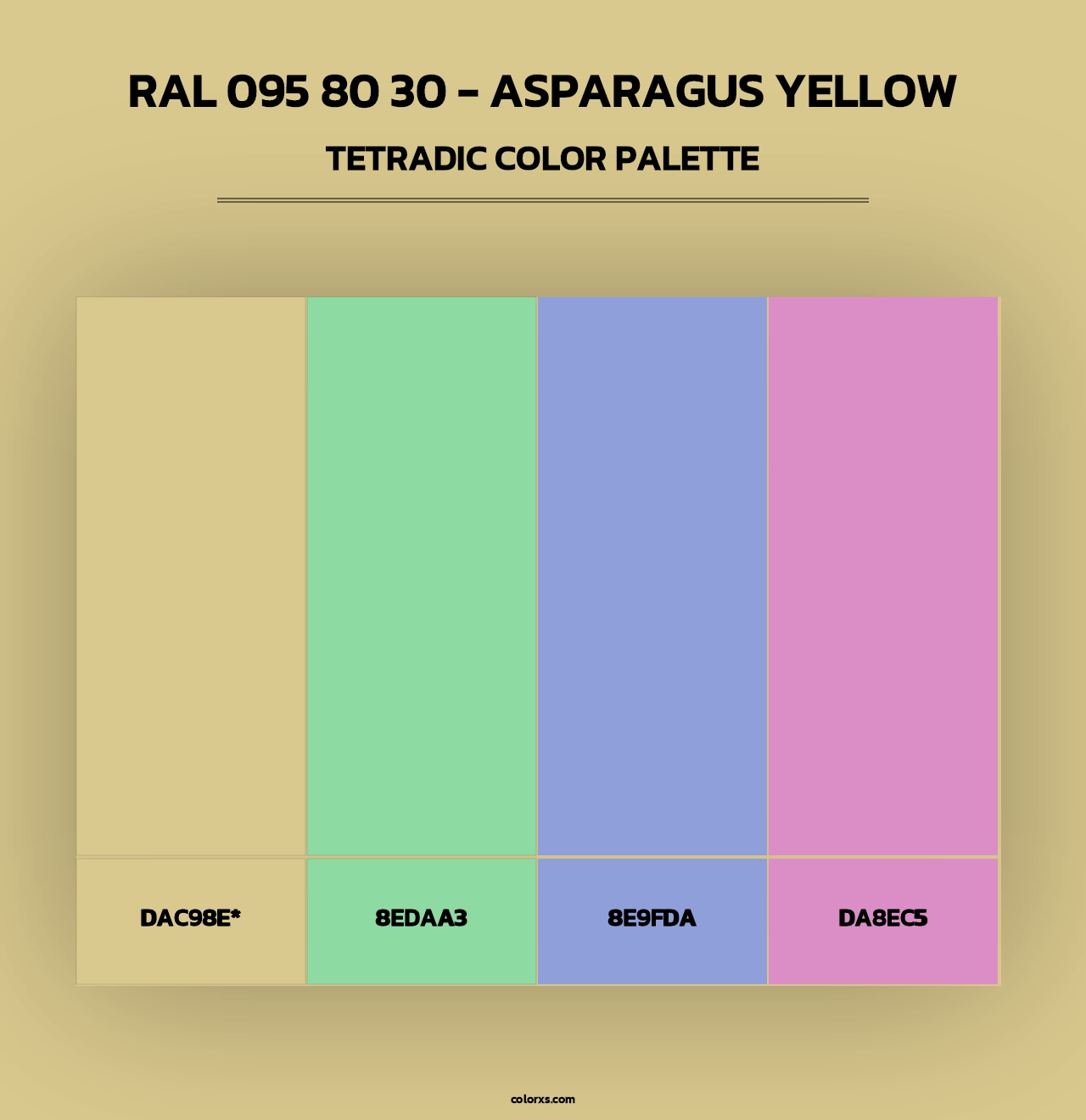 RAL 095 80 30 - Asparagus Yellow - Tetradic Color Palette
