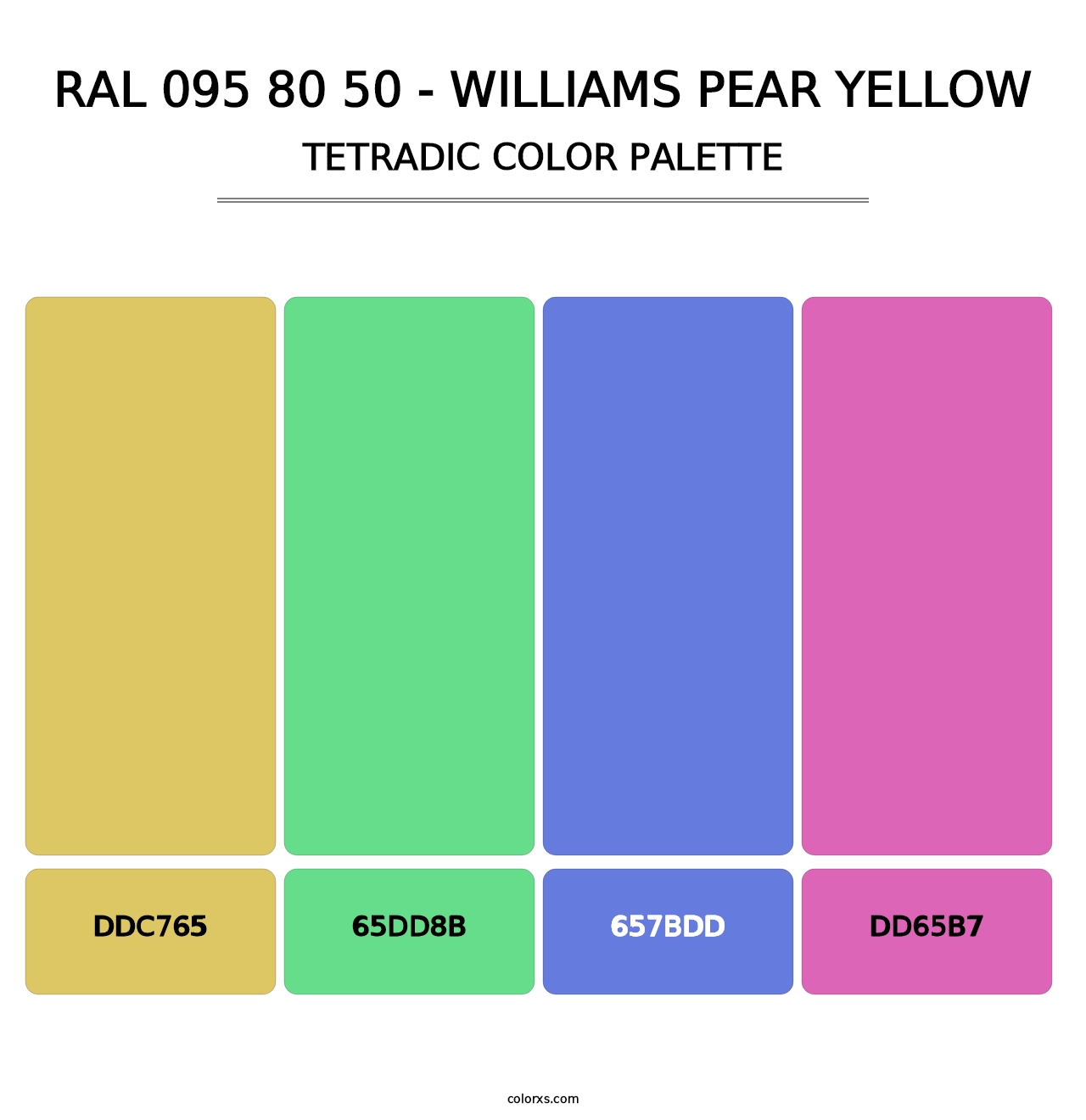 RAL 095 80 50 - Williams Pear Yellow - Tetradic Color Palette