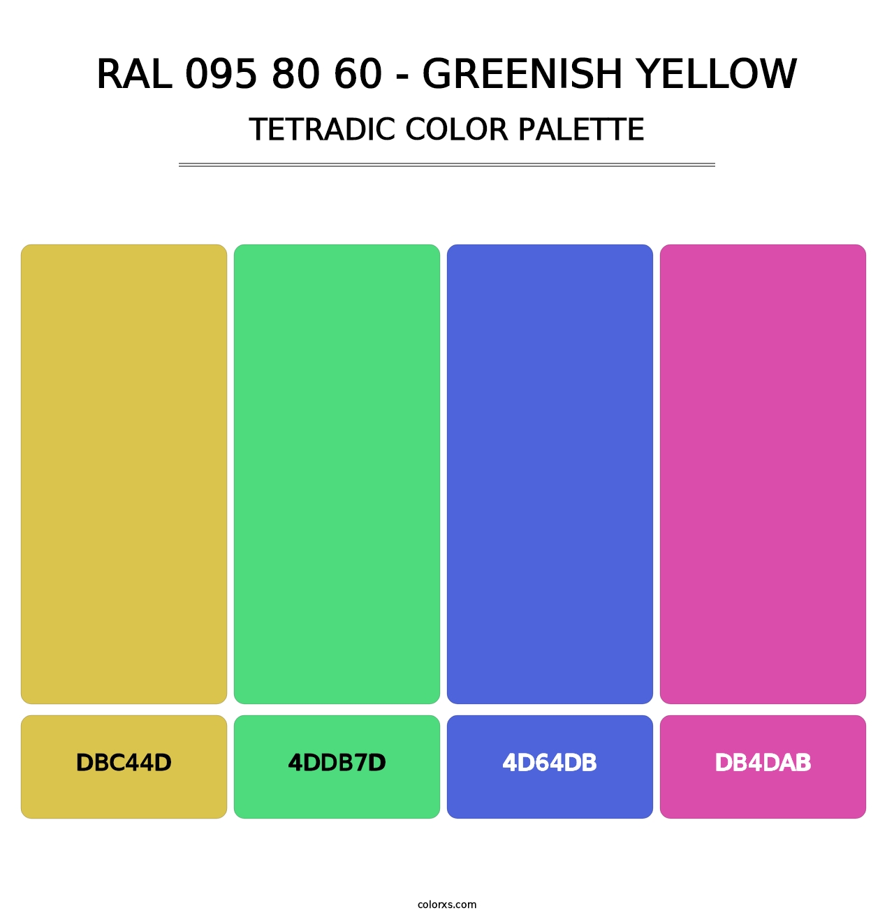 RAL 095 80 60 - Greenish Yellow - Tetradic Color Palette