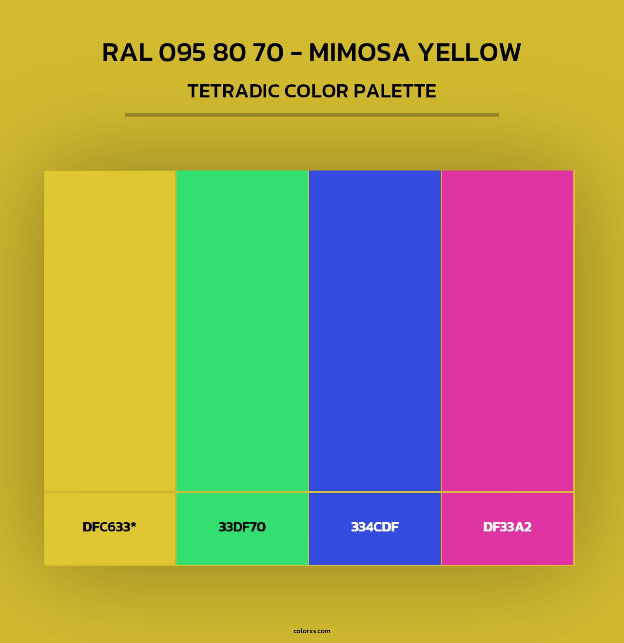 RAL 095 80 70 - Mimosa Yellow - Tetradic Color Palette