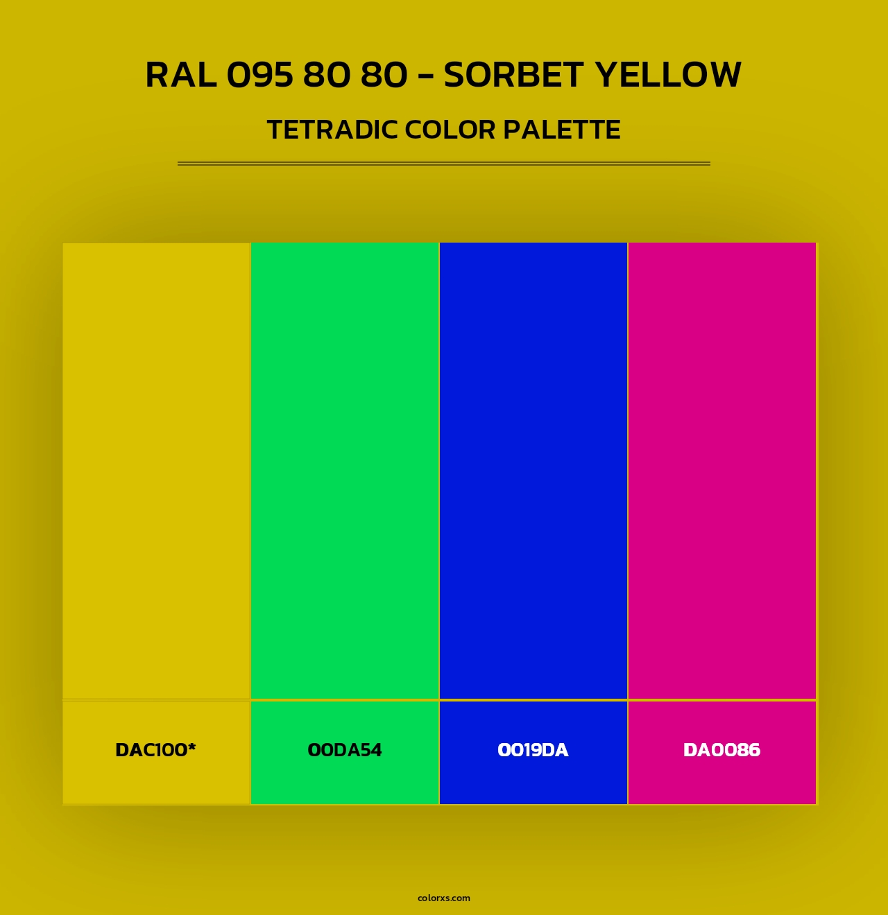 RAL 095 80 80 - Sorbet Yellow - Tetradic Color Palette