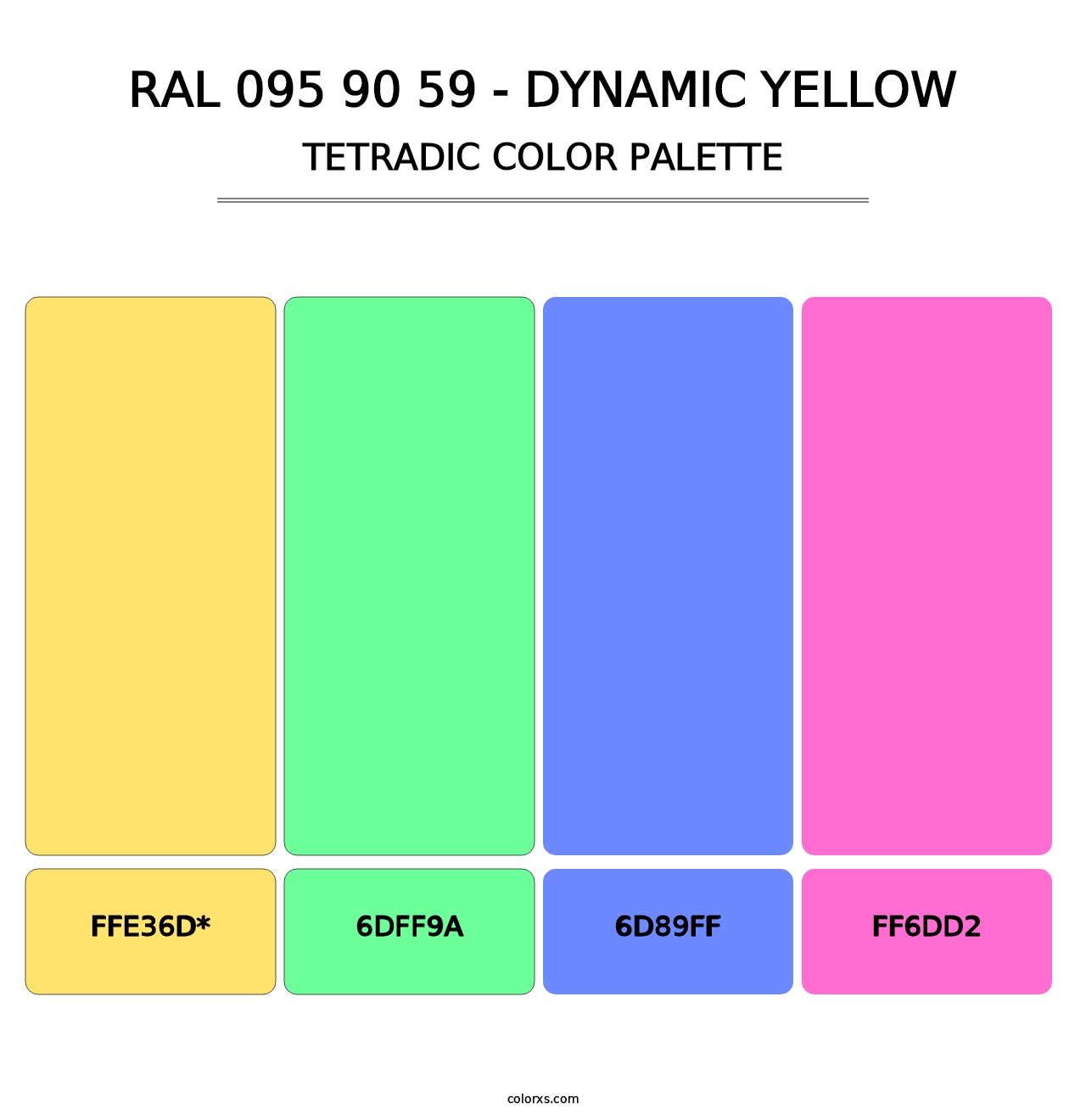 RAL 095 90 59 - Dynamic Yellow - Tetradic Color Palette