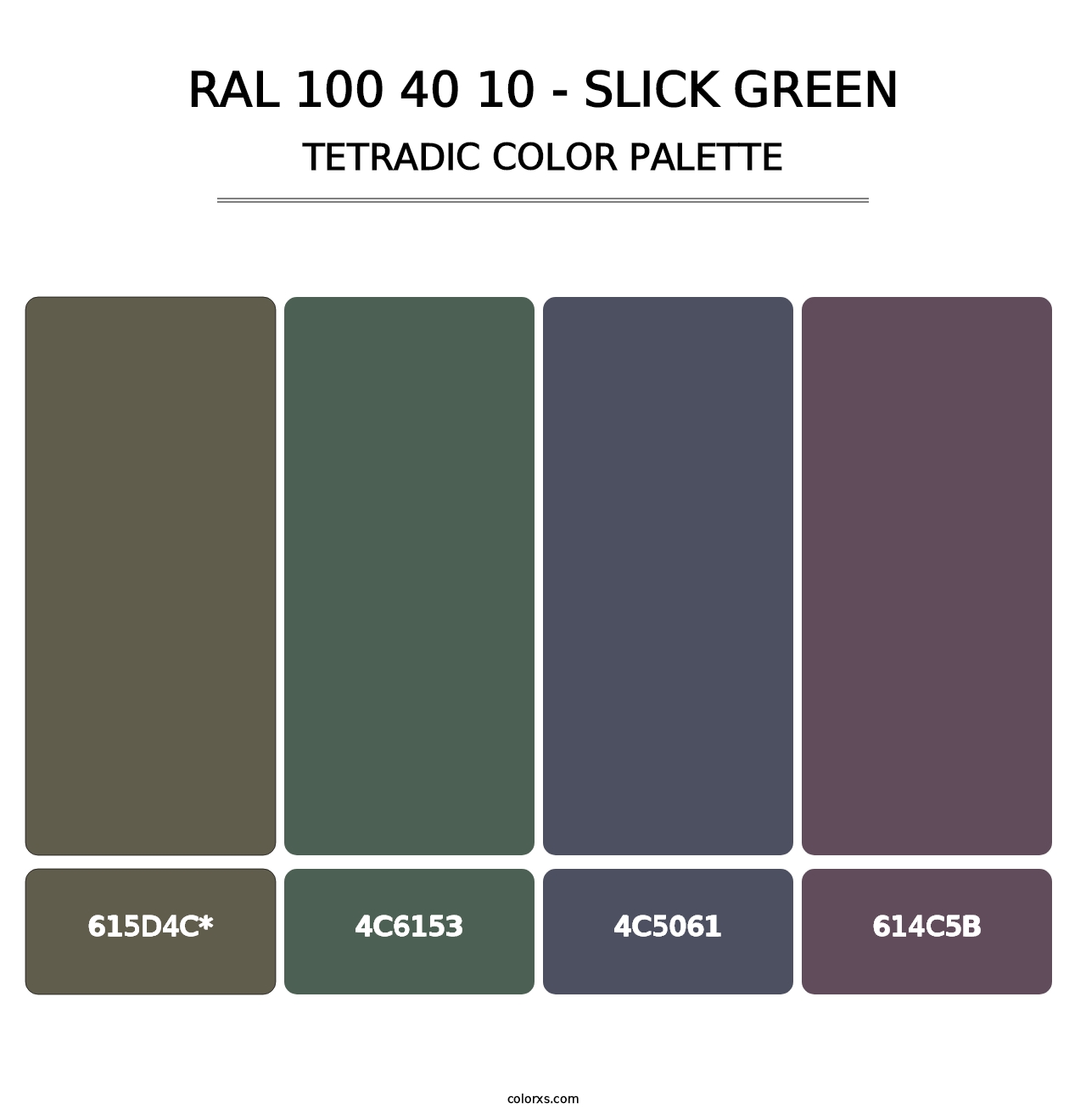 RAL 100 40 10 - Slick Green - Tetradic Color Palette